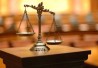 Symbol of law and justice in the empty courtroom, law and justice concept. Symbol of law and justice in the empty courtroom, law and justice concept.
