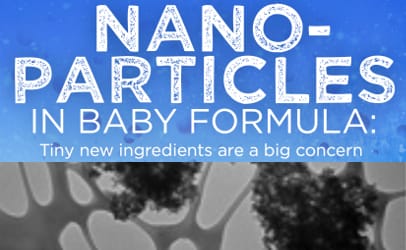 Looking more like an overhead view of garden stones and shrubs, this highly magnified photo shows nano titanium dioxide and silicon dioxide found in baby formula in the U.S.