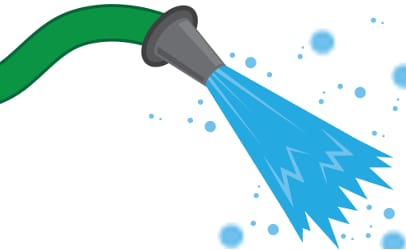 water splashing from hose