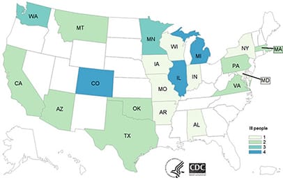 E. coli O121 cases as of July 1
