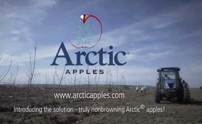 Arctic Apples logo and tractor