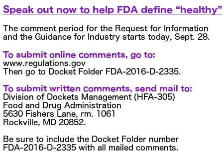 How to comment on FDA healthy definition