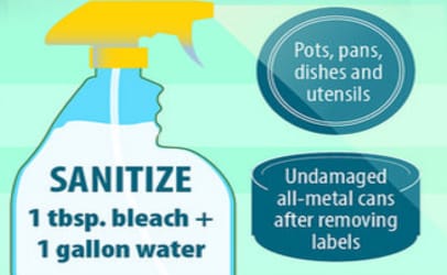 Be sure to clean and sanitize food preparation and storage areas as well as  cooking utensils and dishes after a flood. 