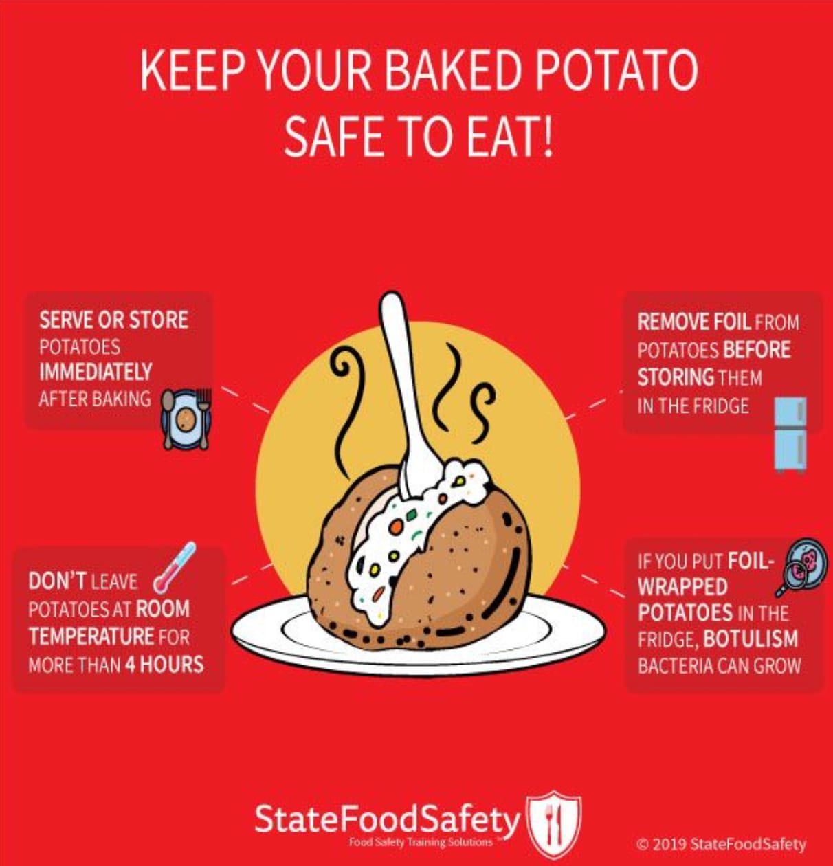 Tune into these important  food safety tips for cooked potatoes