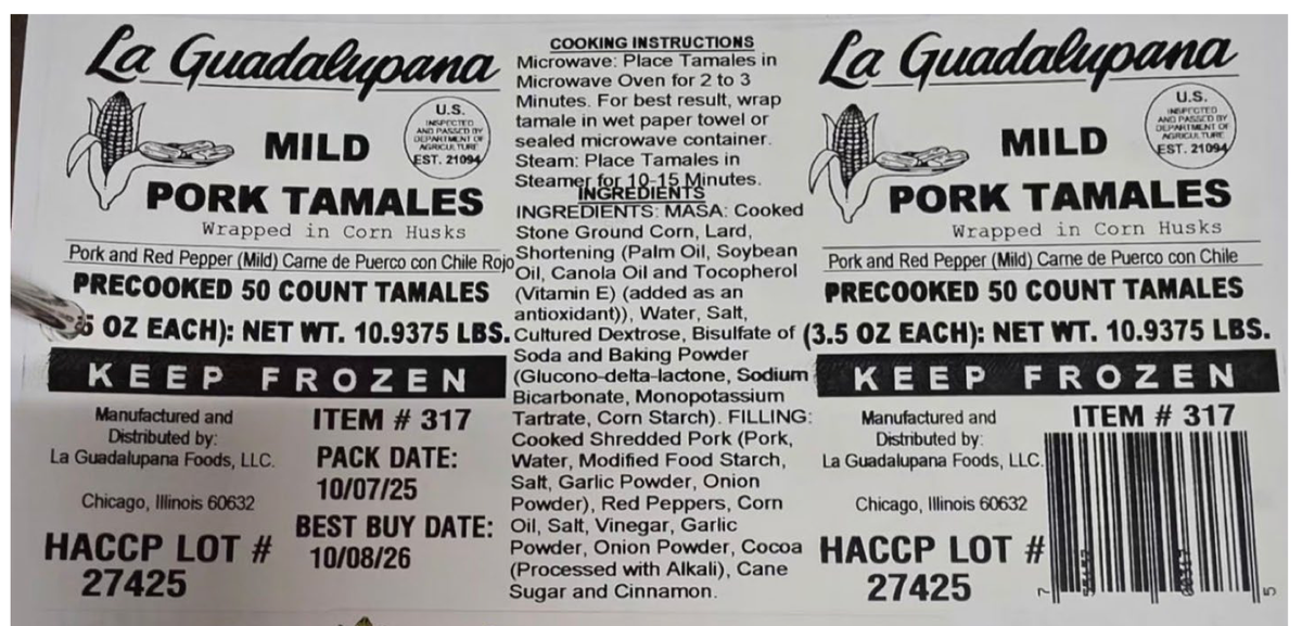 Tamales recalled because of undeclared allergen