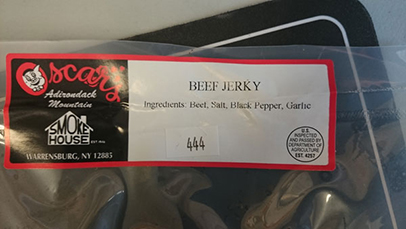 Oscar's beef jerky label