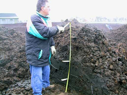 Manure samples collected from top, middle and bottom locations within compost windrows before they were churned.