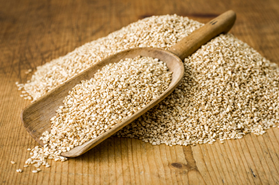 Sesame seeds with scoop