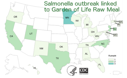 As of March 21, the CDC reports 27 people across 20 states with confirmed cases of Salmonella Virchow infections matching the outbreak strain found in organic Garden of Life Raw Meal shake and meal replacement powders.