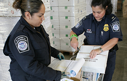 CBP Officers search products coming into the U.S. as Cargo.