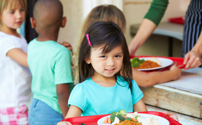 Elementary school students in cafeteria