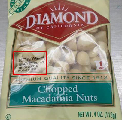 recalled Diamond brand macadamis nuts