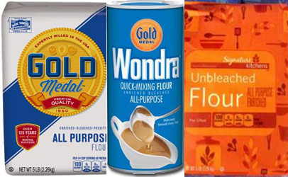 These are three of several varieties and brands of flour recalled by General Mills in relation to a multi-state outbreak of E. coli.