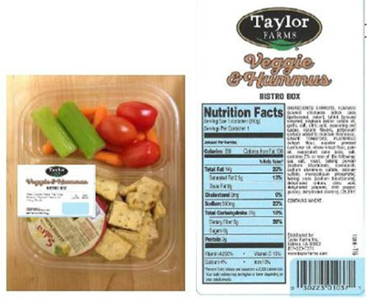 recalled Taylor Farms hummus snack tray