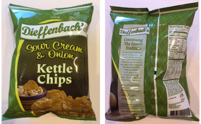 recalled Dieffenbachs sour cream potato chips