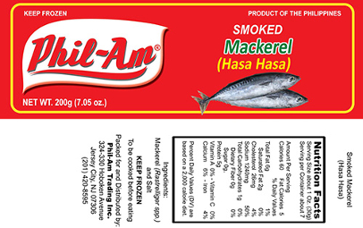 recalled Phil Am smoked mackerel label