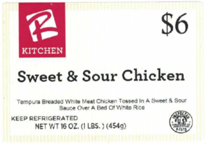 recalled R Kitchen sweet and sour chicken