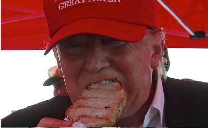 On the campaign trail, then-candidate Donald Trump chowed down on a wide variety of foods for photo opportunities.