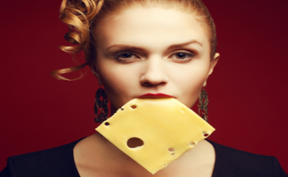 illustration woman with slice of cheese