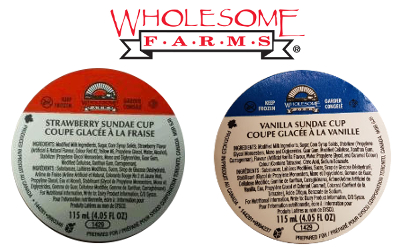 recalled Wholesome Farms ice cream cups Sysco