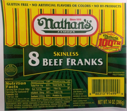 recalled Nathans hotdogs