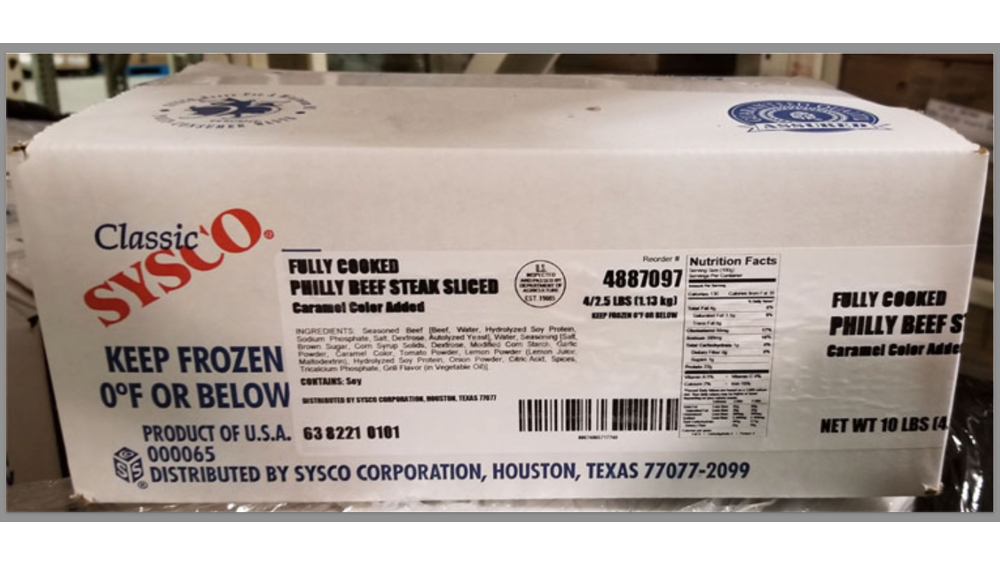 recalled CTI Foods philly beef steak Sysco brand