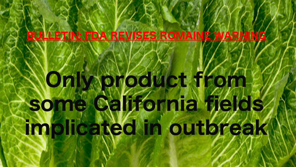 FDA romaine warning revised