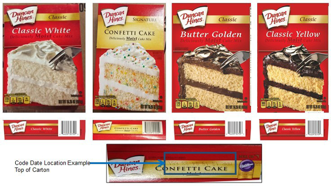 recalled Duncan Hines cake mix