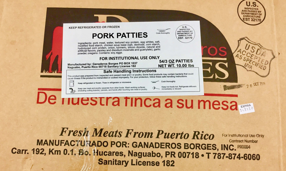 recalled Ganaderos Borges pork patties