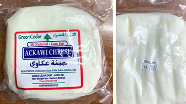 recalled Green Cedar Ackawi cheese