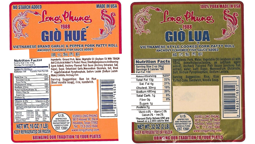 recalled Long Phung pork label Listeria outbreak