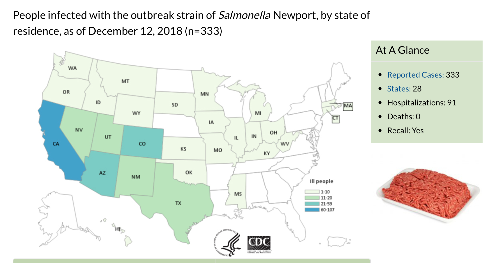 map JBS beef salmonella outbreak