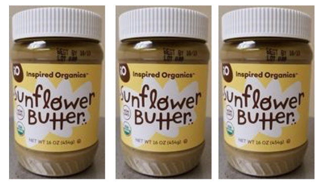 recalled Inspired Organics sunflower butter