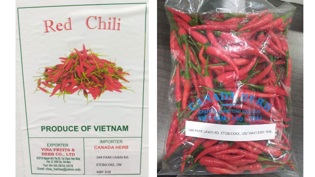 recalled Canada Herb red chili peppers