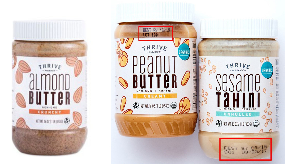 recalled Thrive nut seed butters