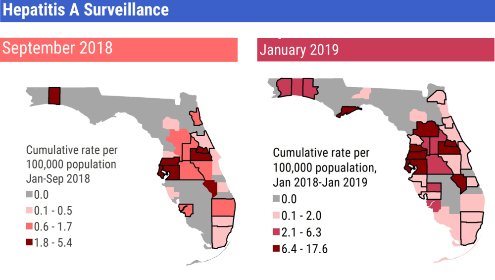 map Florida hepatitis A