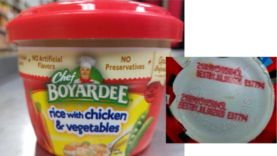 recalled Chef Boyardee chicken rice bowl