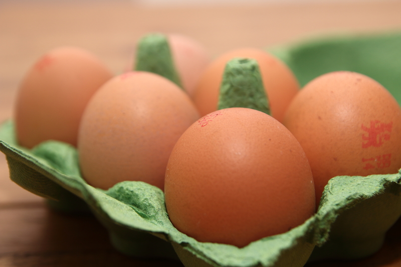 Eggs with British Egg Tracking Code and Lion Brand