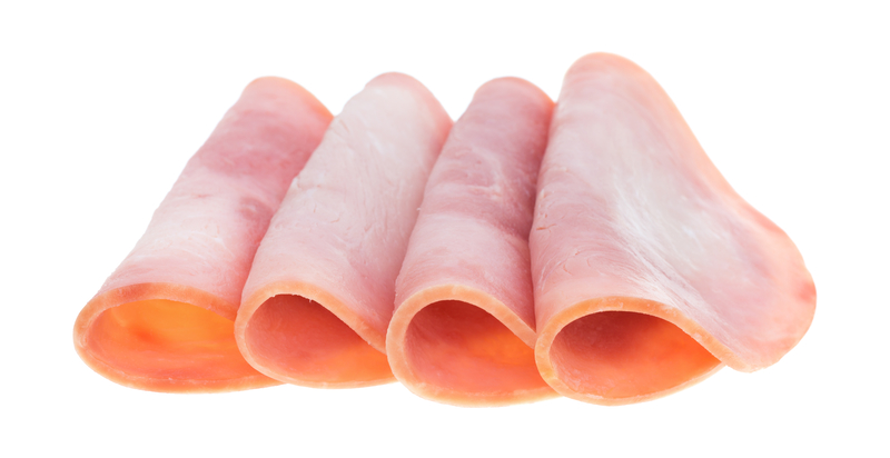 Folded slices of honey ham