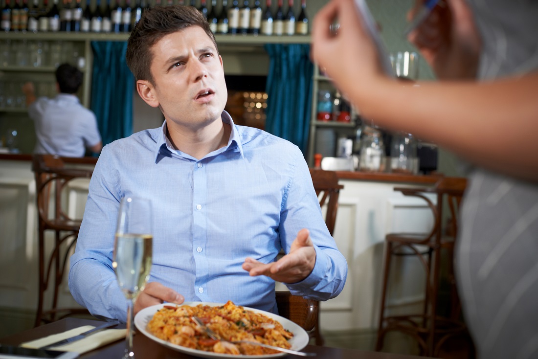 Customer In Restaurant Complaining To Waitress About Food