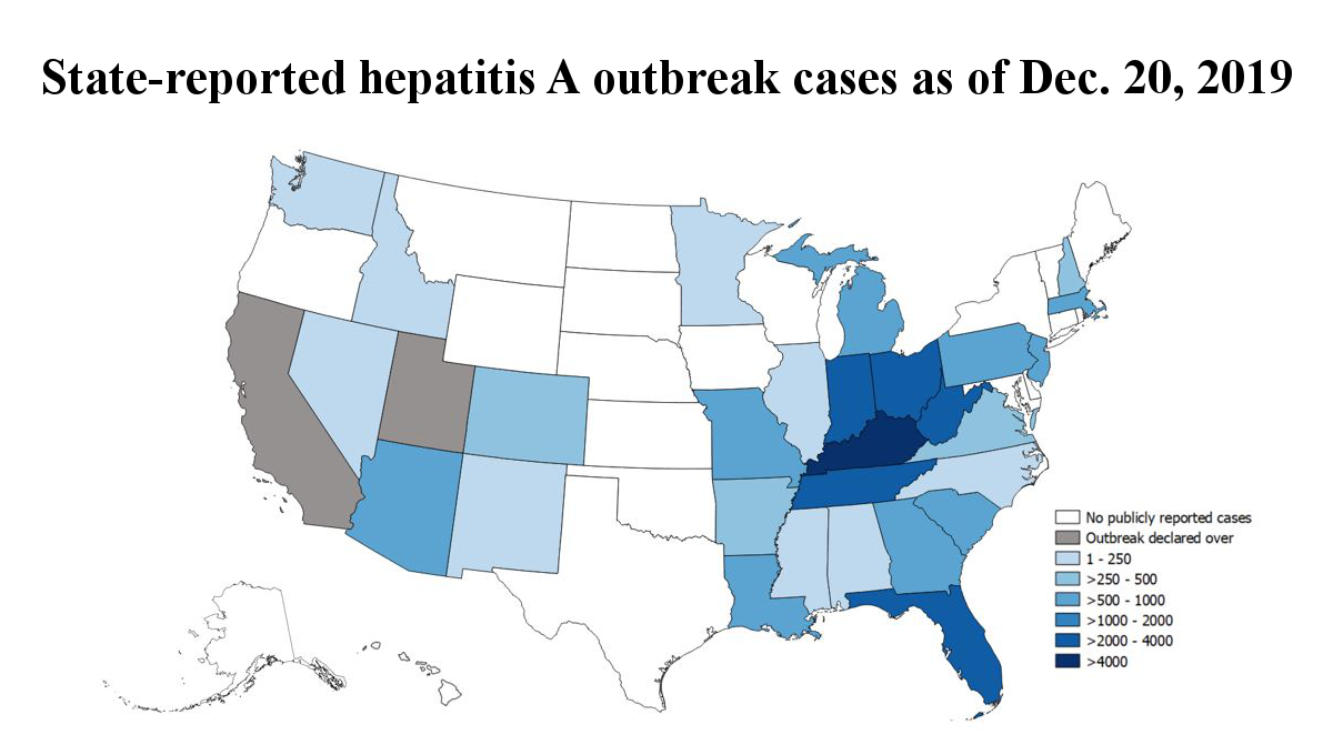 CDC map hepatitis A December 2019