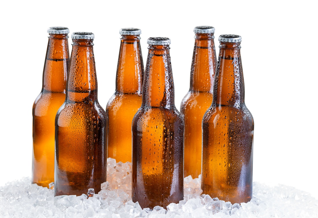 Six pack of ice cold bottled beer