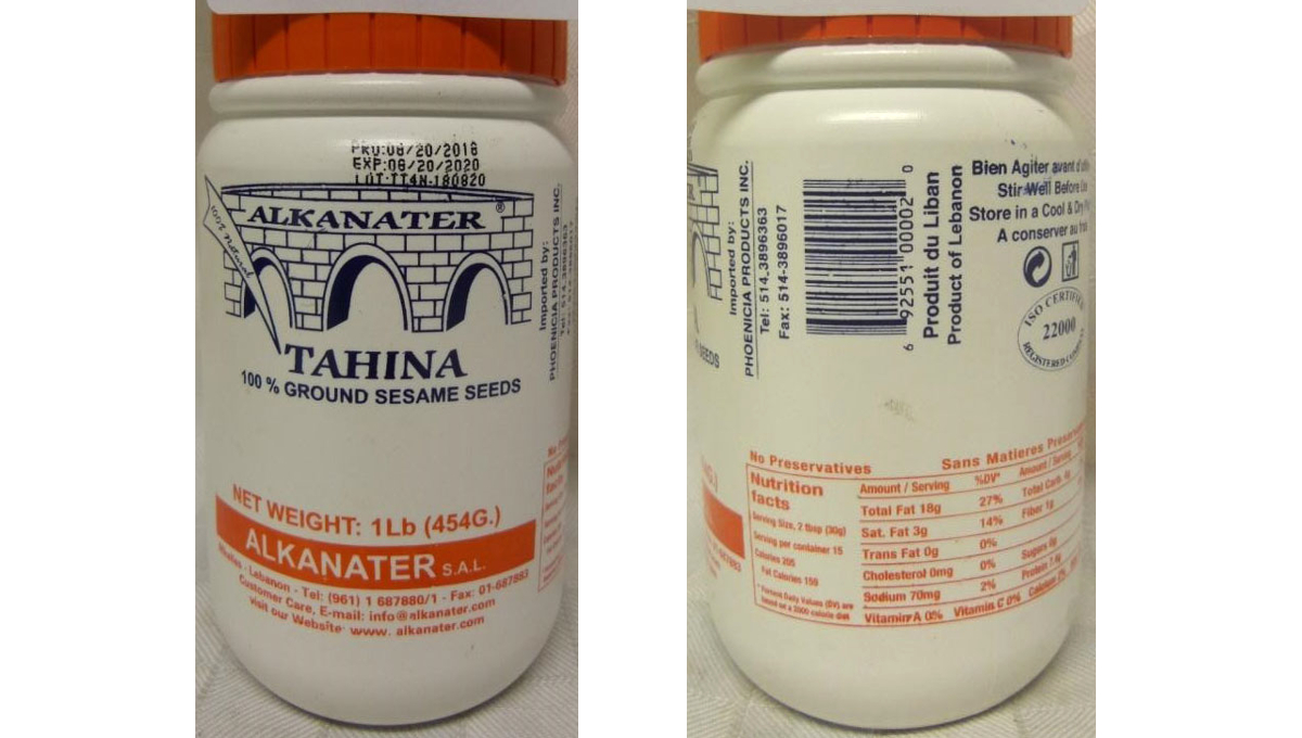 recalled Alkanater tahini