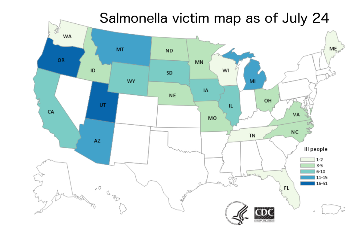 Salmonella map July 24 2020