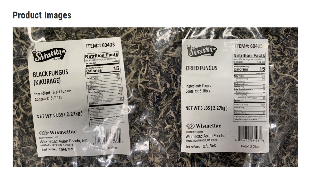 recalled black fungus mushrooms