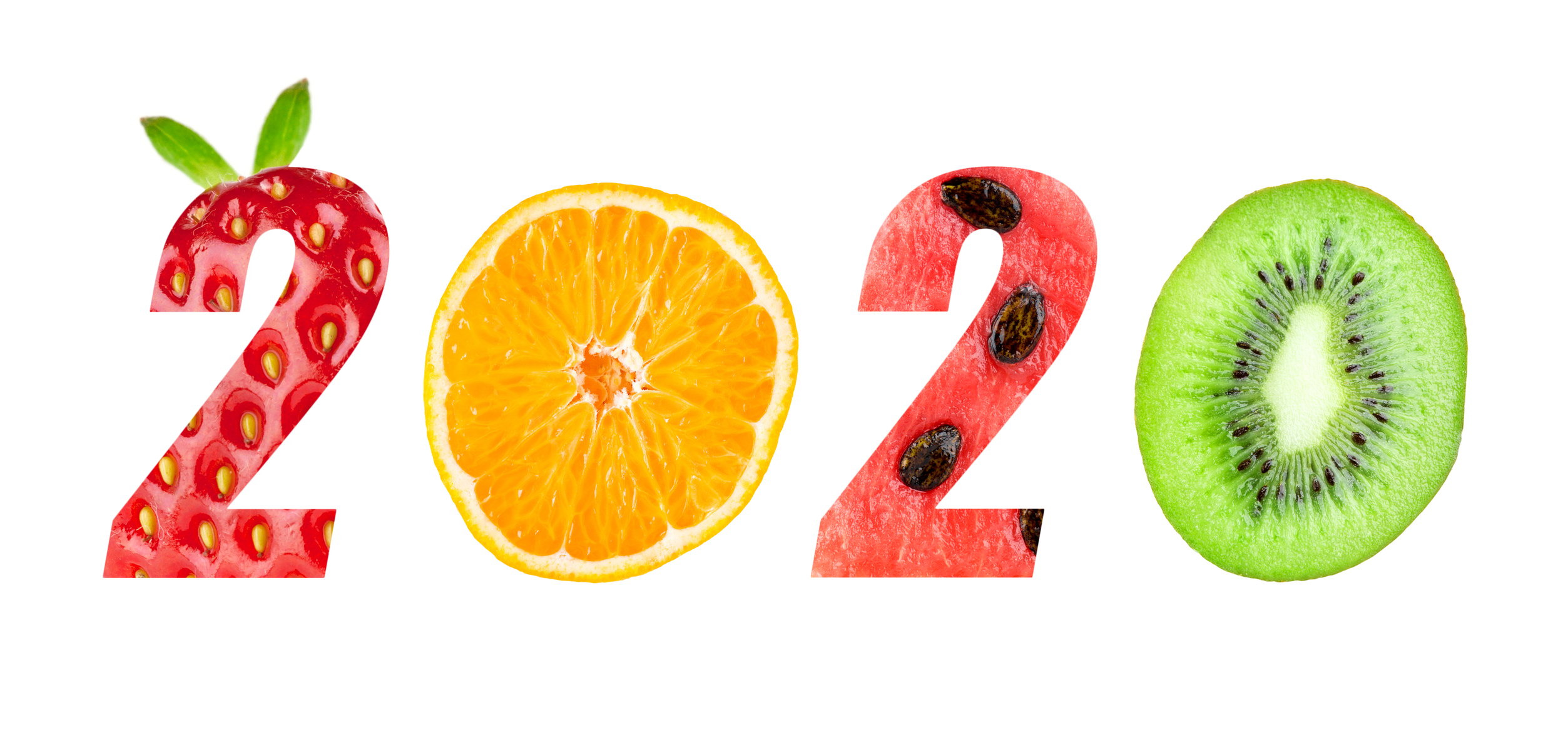 New year 2020 made of fruits