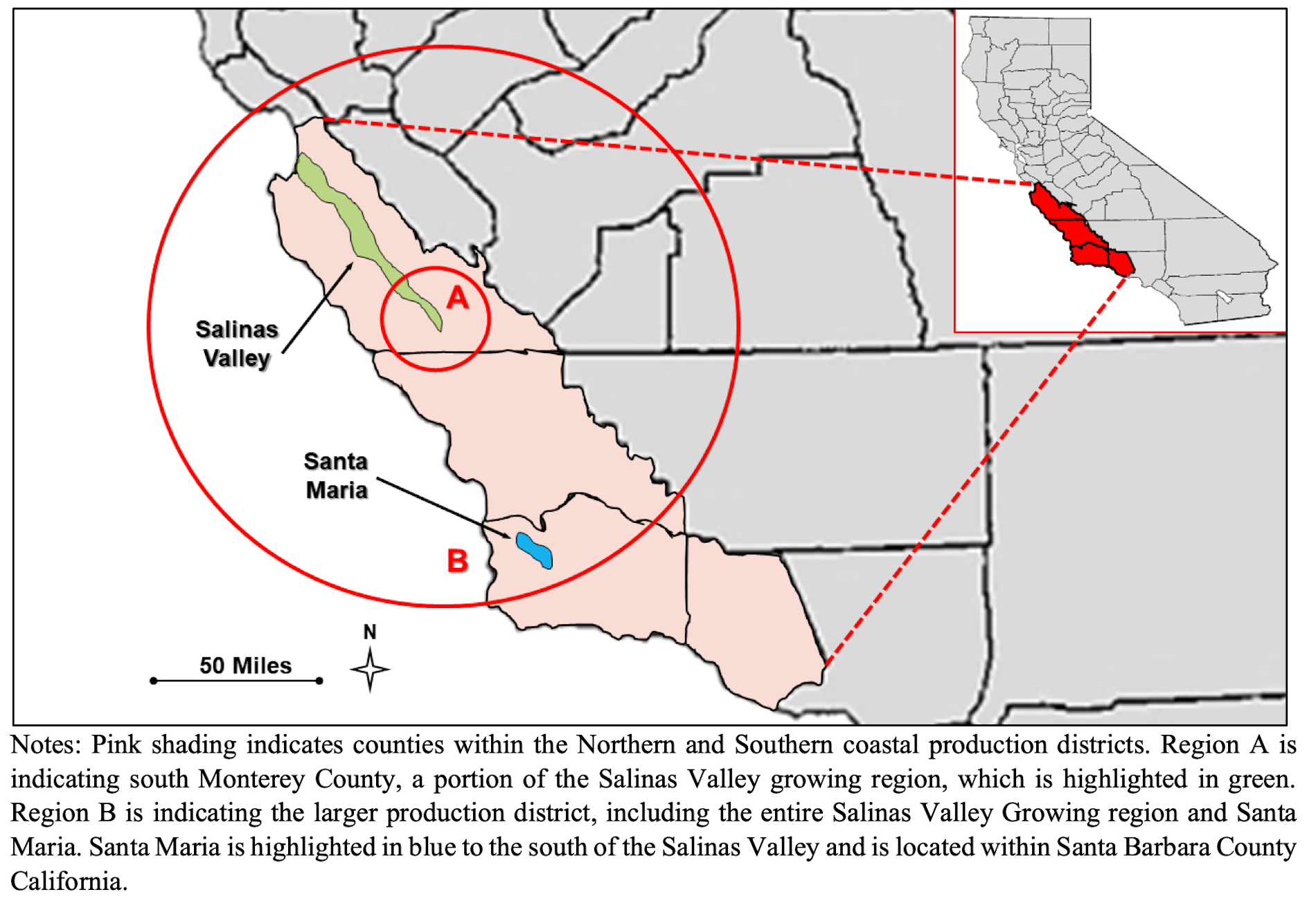 romaine map California