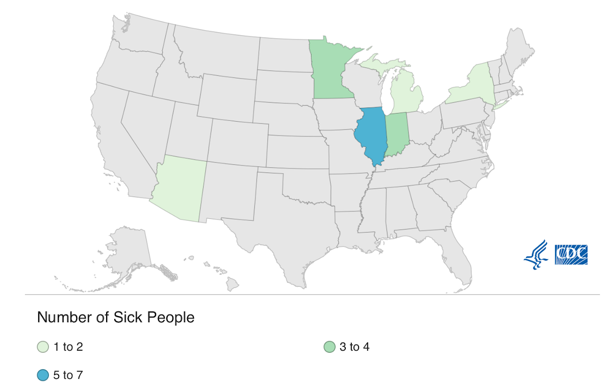 map Salmonella outbreak raw frozen chicken