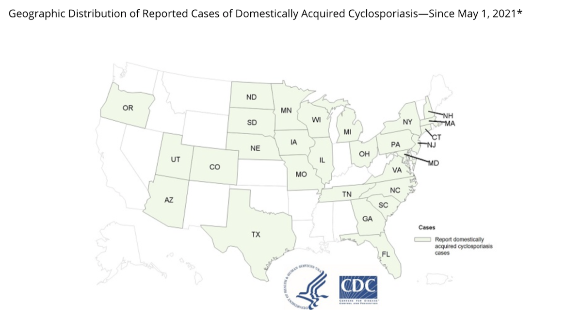 map cyclpspora cases July 2021