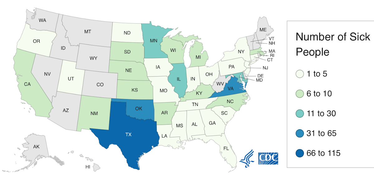 map Salmonella Oranienburg outbreak 09-30-21